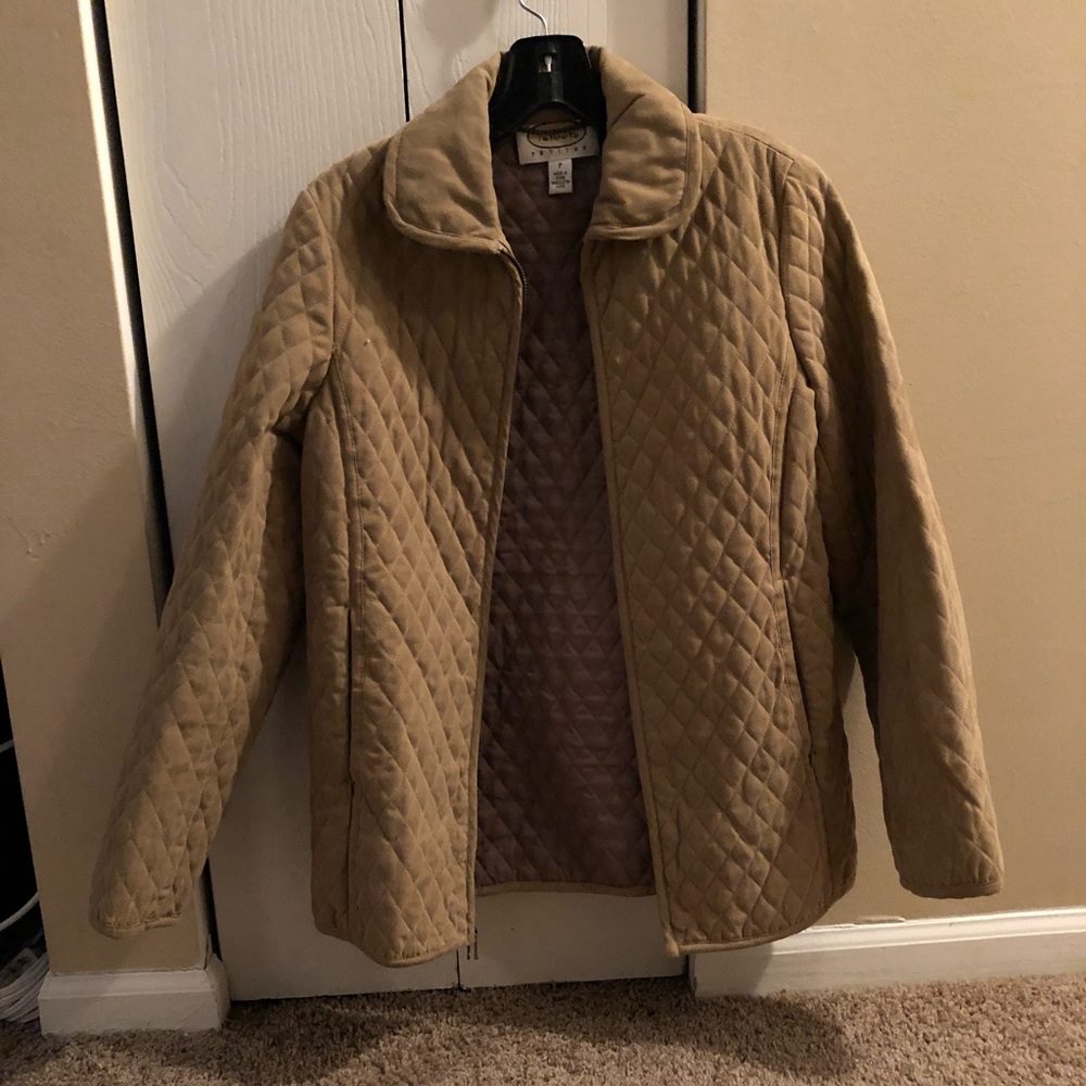 Talbots Brand Taupe/tan colored quilted jacket